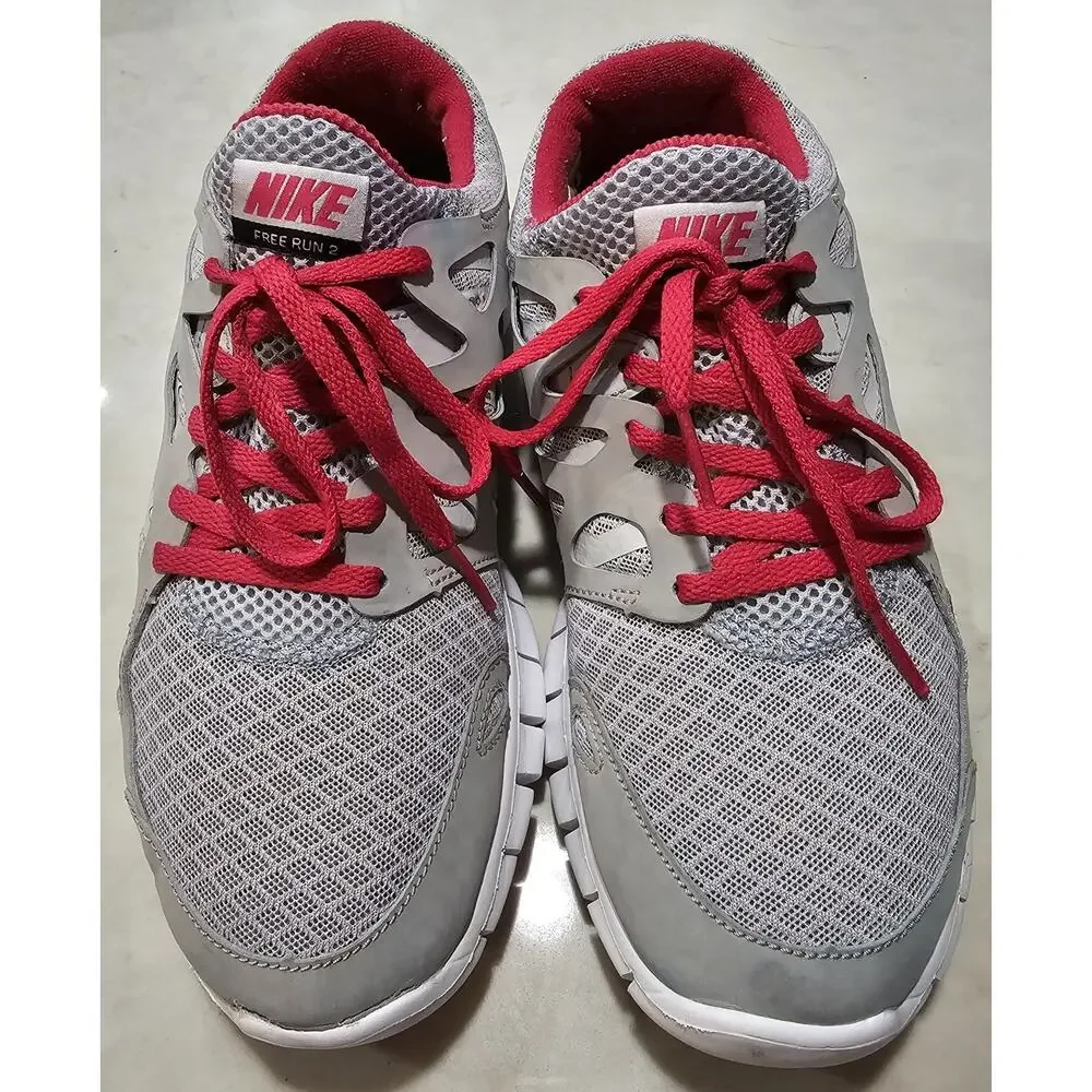 Nike Free Run+ 2 Women's Size 8 Grey Red Running Shoes 443816-026